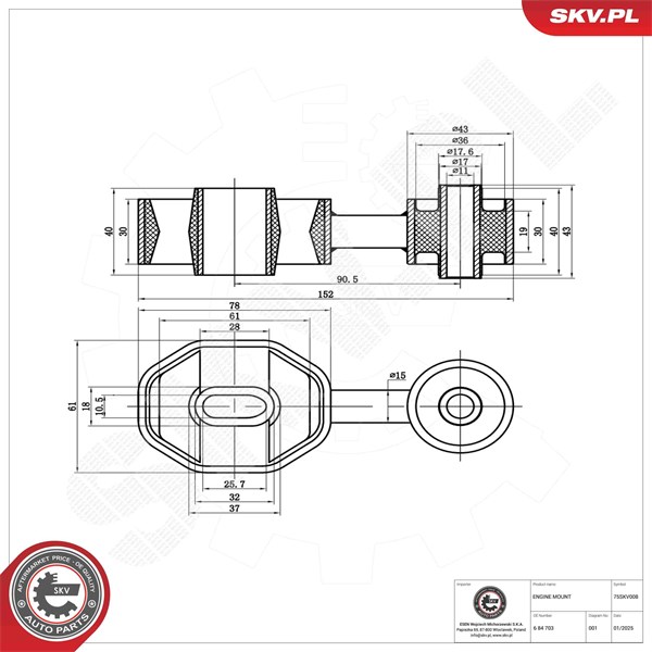 Motorkudde, Bak Esen skv 75SKV008 ESEN SKV