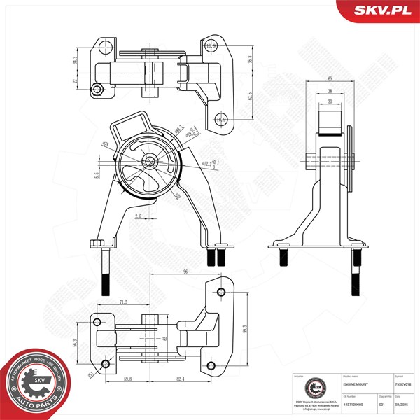 Motorkudde, Tvåsidig Esen skv 75SKV018 ESEN SKV Motorkudde, Tvåsidig Esen skv 75SKV018 ESEN SKV
