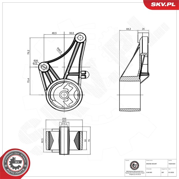 Motorkudde, Fram Esen skv 75SKV023 ESEN SKV Motorkudde, Fram Esen skv 75SKV023 ESEN SKV
