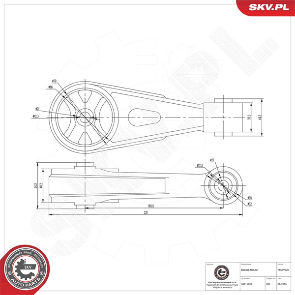 Motorkudde, Fram Esen skv 75SKV028 ESEN SKV Motorkudde, Fram Esen skv 75SKV028 ESEN SKV