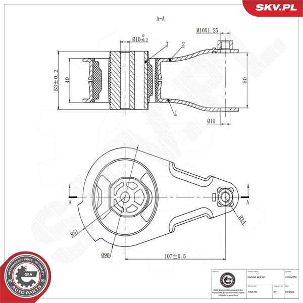 Motorkudde, Tvåsidig Esen skv 75SKV029 ESEN SKV Motorkudde, Tvåsidig Esen skv 75SKV029 ESEN SKV