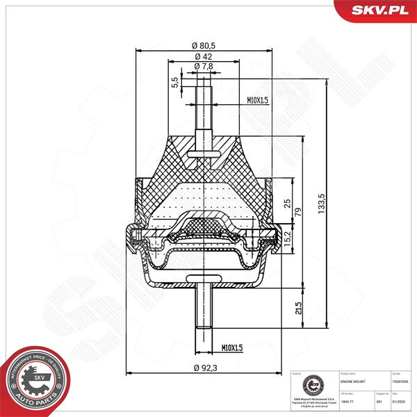 Motorkudde, Höger Esen skv 75SKV035 ESEN SKV Motorkudde, Höger Esen skv 75SKV035 ESEN SKV