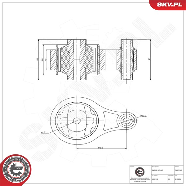 Motorkudde, Bak Esen skv 75SKV067 ESEN SKV Motorkudde, Bak Esen skv 75SKV067 ESEN SKV