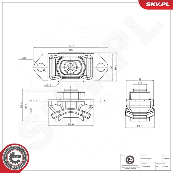 Motorkudde, Vänster Esen skv 75SKV080 ESEN SKV
