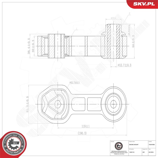 Motorkudde, Bak Esen skv 75SKV083 ESEN SKV