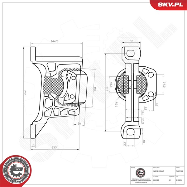 Motorkudde, Höger Esen skv 75SKV088 ESEN SKV