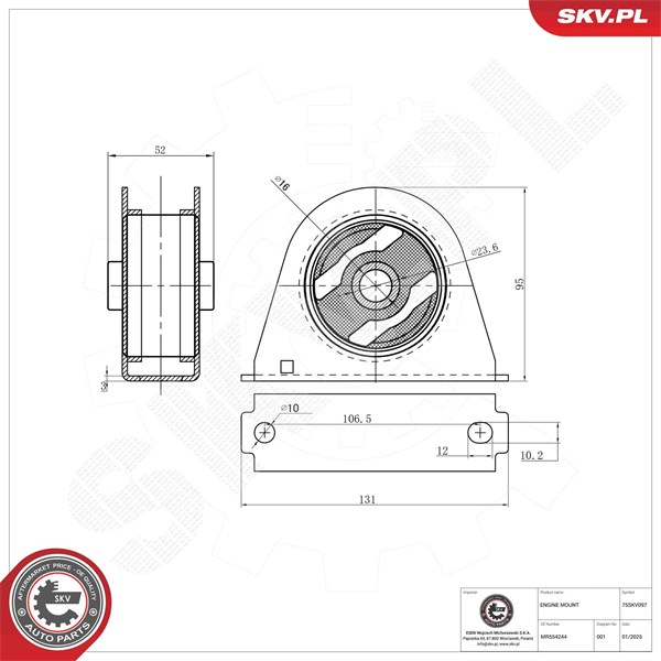 Motorkudde, Fram Esen skv 75SKV097 ESEN SKV Motorkudde, Fram Esen skv 75SKV097 ESEN SKV