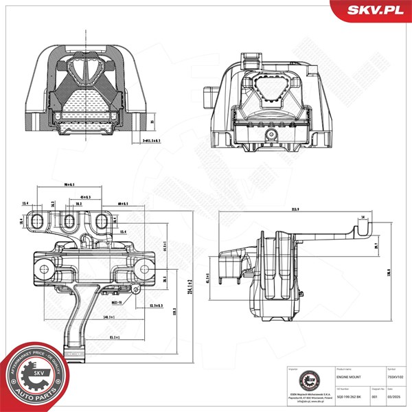Motorkudde, Höger Esen skv 75SKV102 ESEN SKV Motorkudde, Höger Esen skv 75SKV102 ESEN SKV