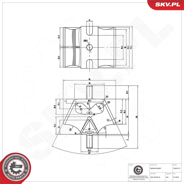Motorkudde, Fram Esen skv 75SKV113 ESEN SKV Motorkudde, Fram Esen skv 75SKV113 ESEN SKV