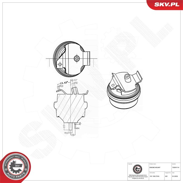 Motorkudde, Fram Esen skv 75SKV114 ESEN SKV Motorkudde, Fram Esen skv 75SKV114 ESEN SKV