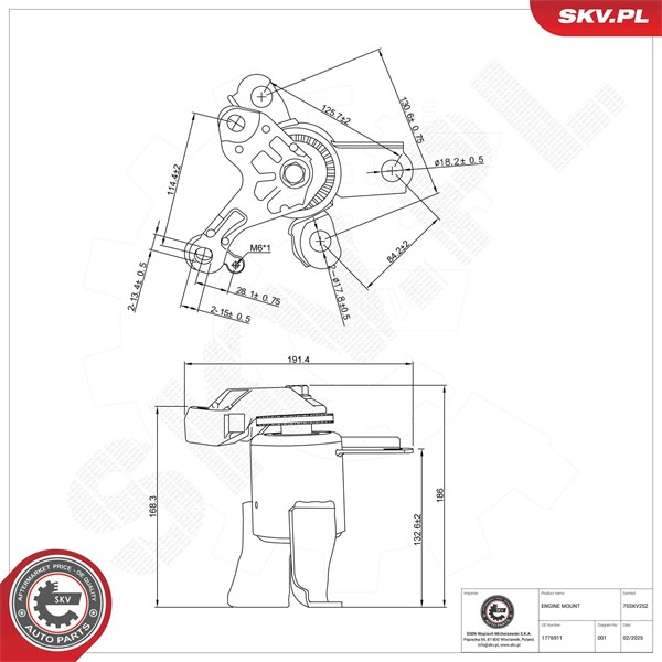Motorkudde, Höger Esen skv 75SKV252 ESEN SKV Motorkudde, Höger Esen skv 75SKV252 ESEN SKV