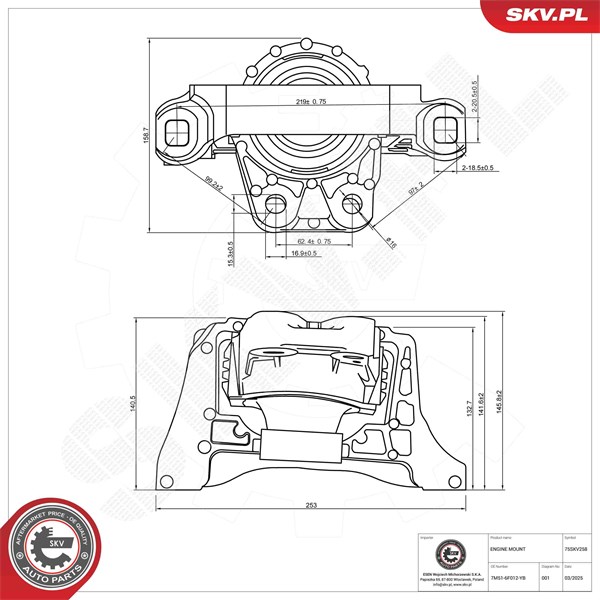 Motorkudde, Höger Esen skv 75SKV258 ESEN SKV