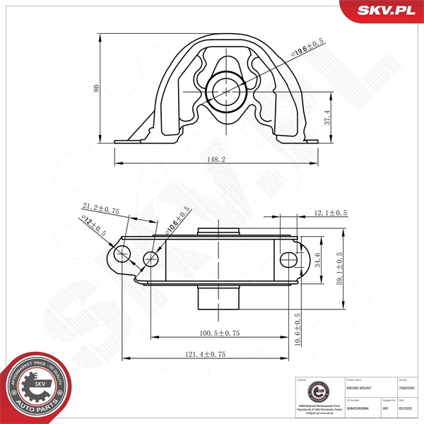 Motorkudde, Vänster undre Esen skv 75SKV261 ESEN SKV Motorkudde, Vänster undre Esen skv 75SKV261 ESEN SKV