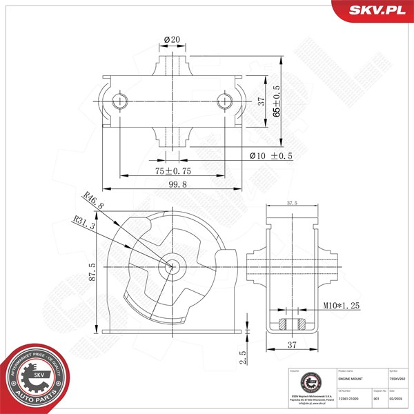 Motorkudde, Vänster fram Esen skv 75SKV262 ESEN SKV Motorkudde, Vänster fram Esen skv 75SKV262 ESEN SKV