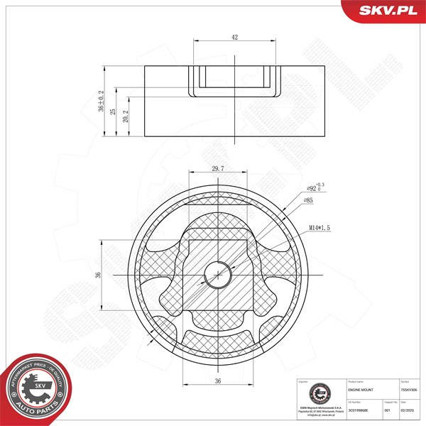 Motorkudde, Upptill Esen skv 75SKV306 ESEN SKV Motorkudde, Upptill Esen skv 75SKV306 ESEN SKV