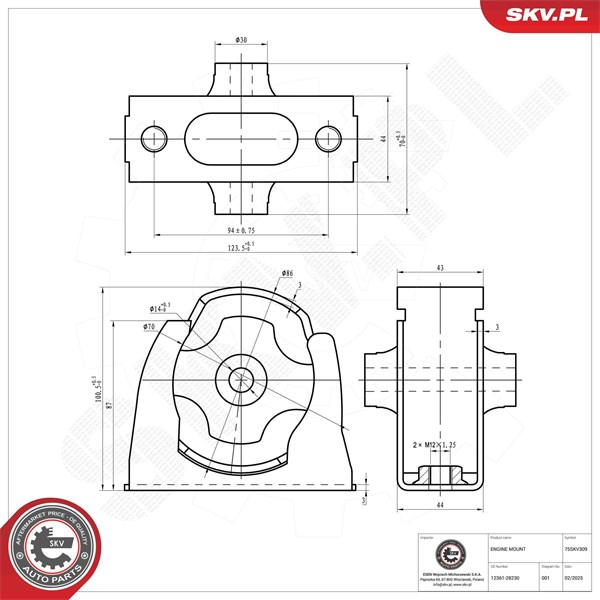 Motorkudde, Fram Esen skv 75SKV309 ESEN SKV Motorkudde, Fram Esen skv 75SKV309 ESEN SKV