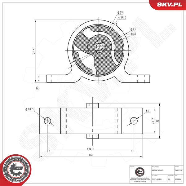 Motorkudde, Fram Esen skv 75SKV310 ESEN SKV Motorkudde, Fram Esen skv 75SKV310 ESEN SKV