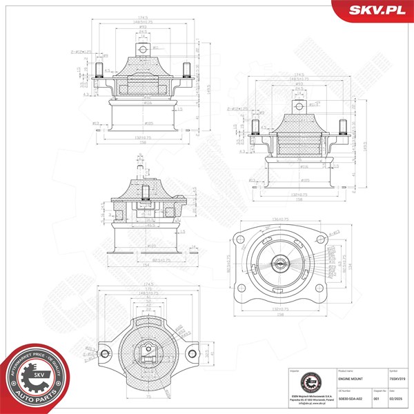 Motorkudde, Höger Esen skv 75SKV319 ESEN SKV Motorkudde, Höger Esen skv 75SKV319 ESEN SKV