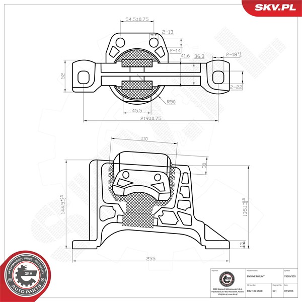 Motorkudde, Höger Esen skv 75SKV320 ESEN SKV