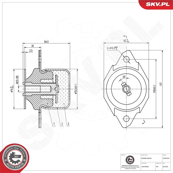 Motorkudde, Vänster bak Esen skv 75SKV325 ESEN SKV Motorkudde, Vänster bak Esen skv 75SKV325 ESEN SKV
