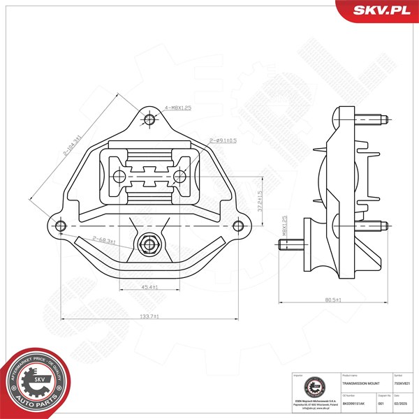 Bussning, automatväxellåda, Fram Esen skv 75SKV821 ESEN SKV Bussning, automatväxellåda, Fram Esen skv 75SKV821 ESEN SKV