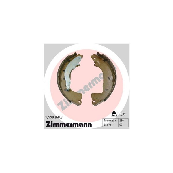 Bromsbackar, sats, Bakaxel Zimmermann 10990.160.9 ZIMMERMANN