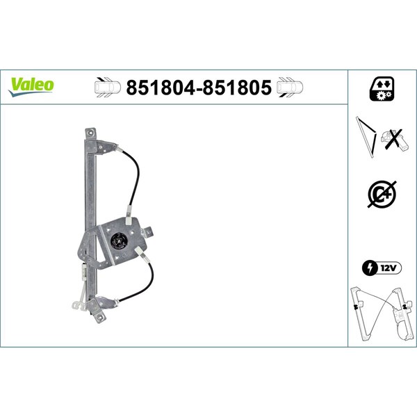 Fönsterhiss, Bak, Vänster Valeo 851804 VALEO
