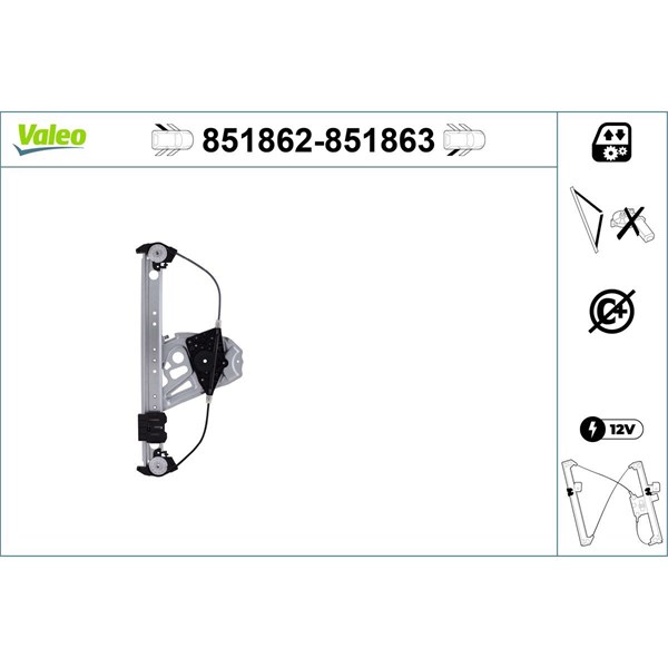 Fönsterhiss, Bak, Vänster Valeo 851862 VALEO