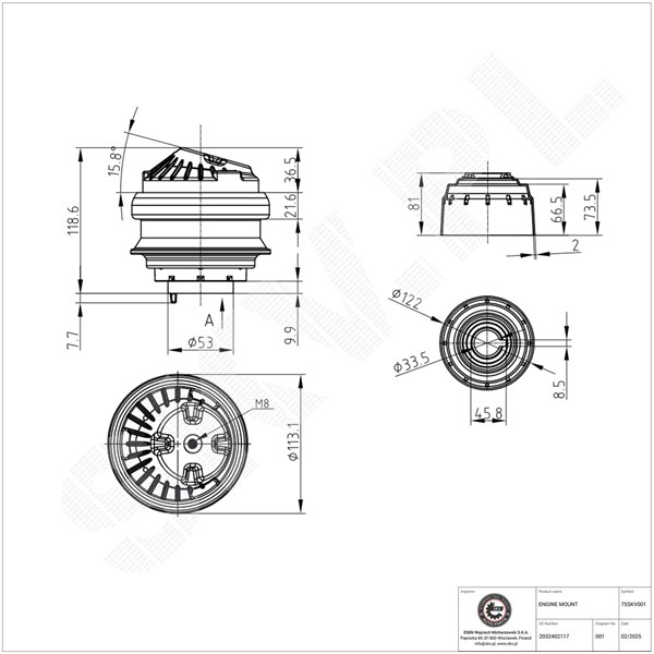 Motorkudde, Höger fram Esen skv 75SKV001 ESEN SKV