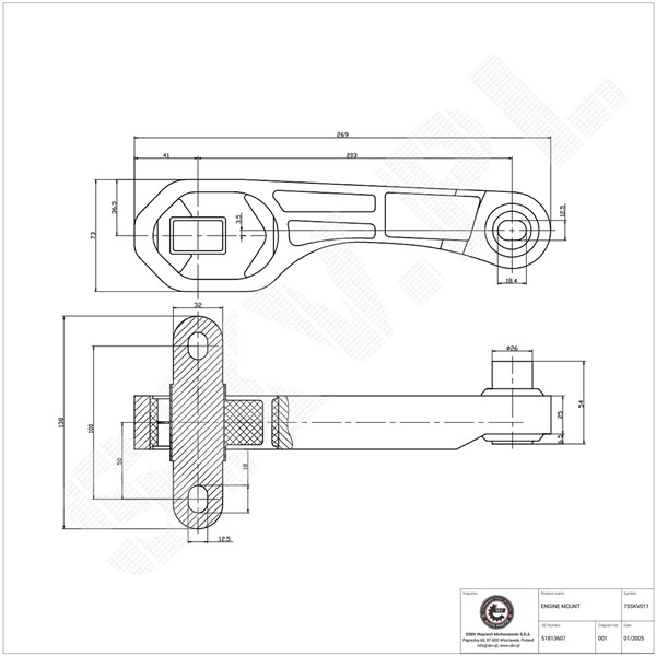 Motorkudde, Bak Esen skv 75SKV011 ESEN SKV Motorkudde, Bak Esen skv 75SKV011 ESEN SKV