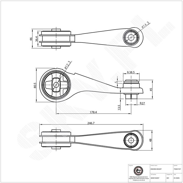 Motorkudde, Bak, Nedre Esen skv 75SKV107 ESEN SKV Motorkudde, Bak, Nedre Esen skv 75SKV107 ESEN SKV