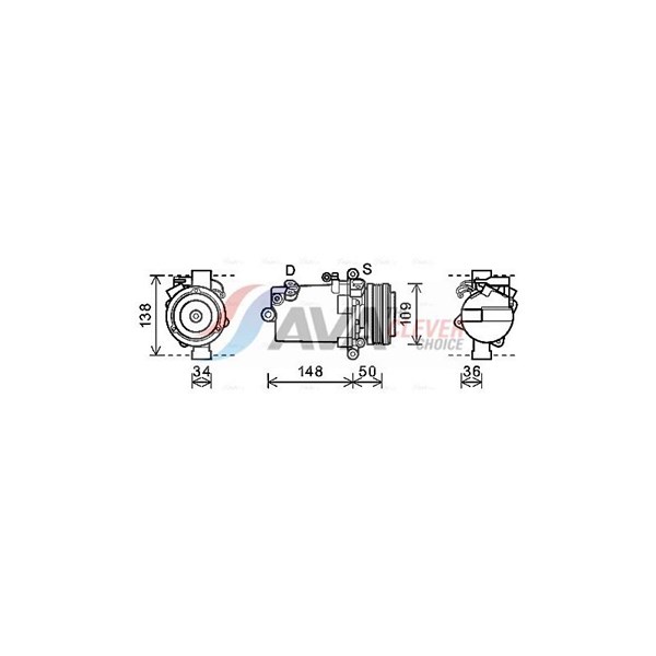 Kompressor, klimatanläggning 12V Ava quality cooling BWAK408 AVA QUALITY COOLING
