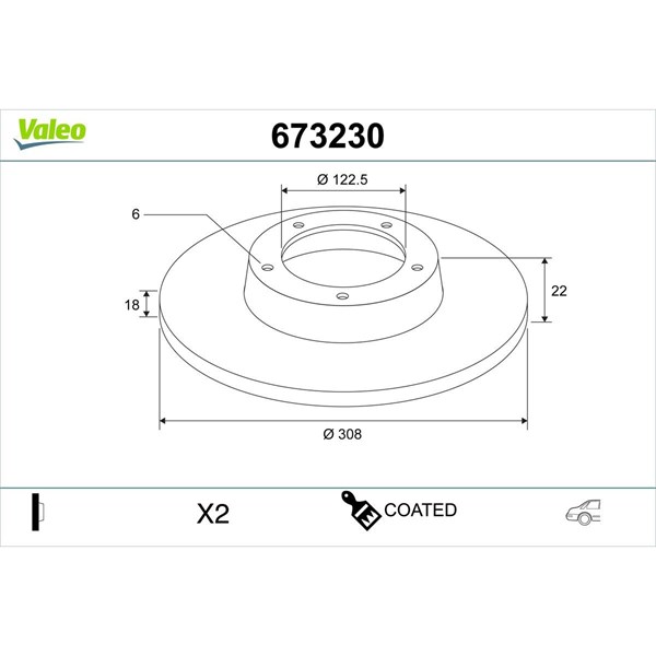 Bromsskiva Solid, Bakaxel Valeo 673230 VALEO