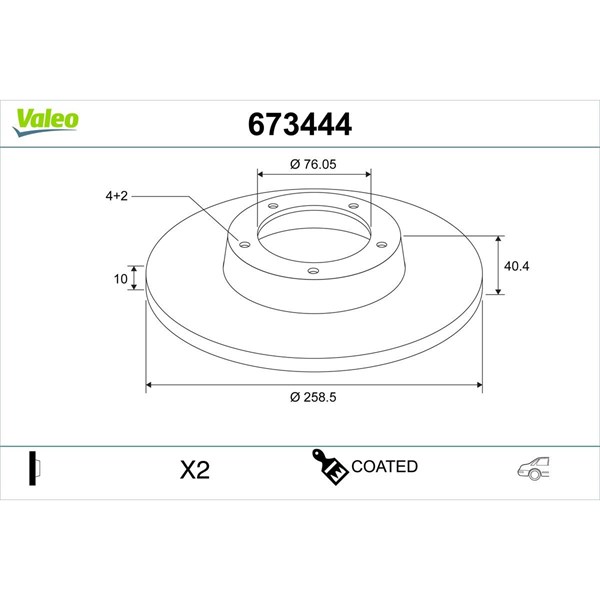 Bromsskiva Solid, Bakaxel Valeo 673444 VALEO