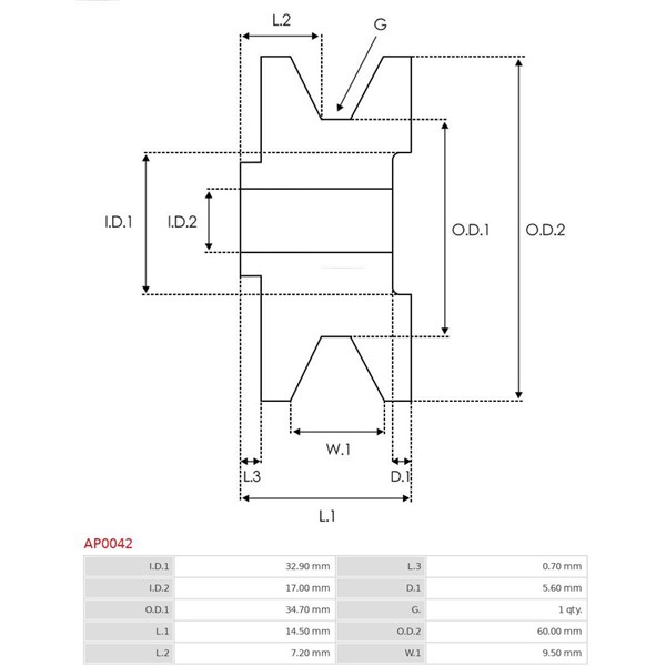 Remskiva, generator As-pl AP0042 AS-PL Remskiva, generator As-pl AP0042 AS-PL