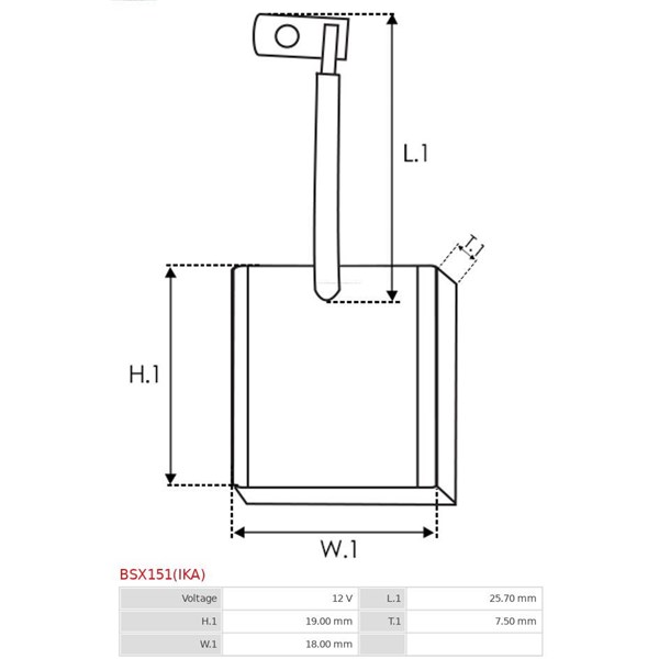 Kolborste, startmotor 12V As-pl BSX151(IKA) AS-PL