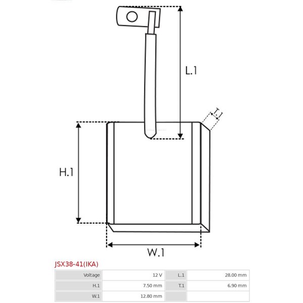 Kolborste, startmotor 12V As-pl JSX38-41(IKA) AS-PL