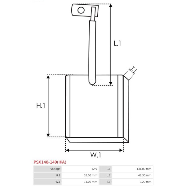Kolborste, startmotor 12V As-pl PSX148-149(IKA) AS-PL