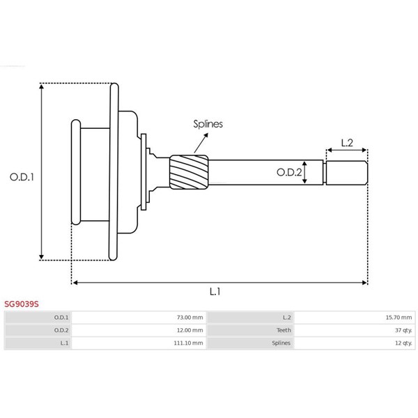 Solhjul, planetväxel (startmotor) As-pl SG9039S AS-PL