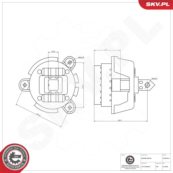 Motorkudde, Höger Esen skv 75SKV014 ESEN SKV