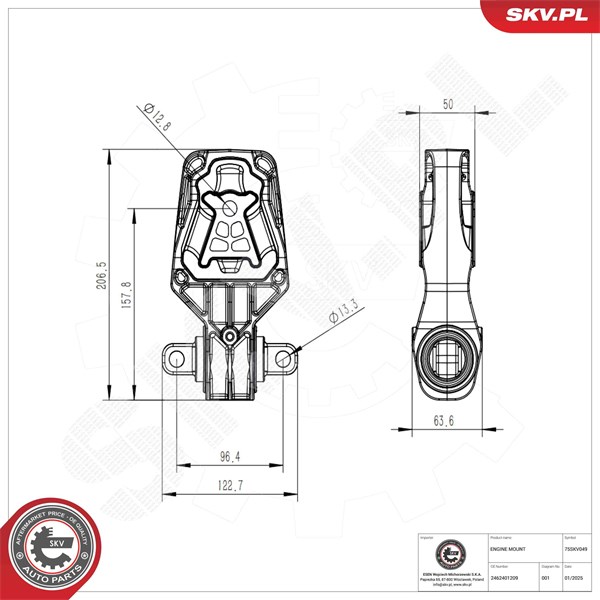 Motorkudde, Bak, Upptill Esen skv 75SKV049 ESEN SKV