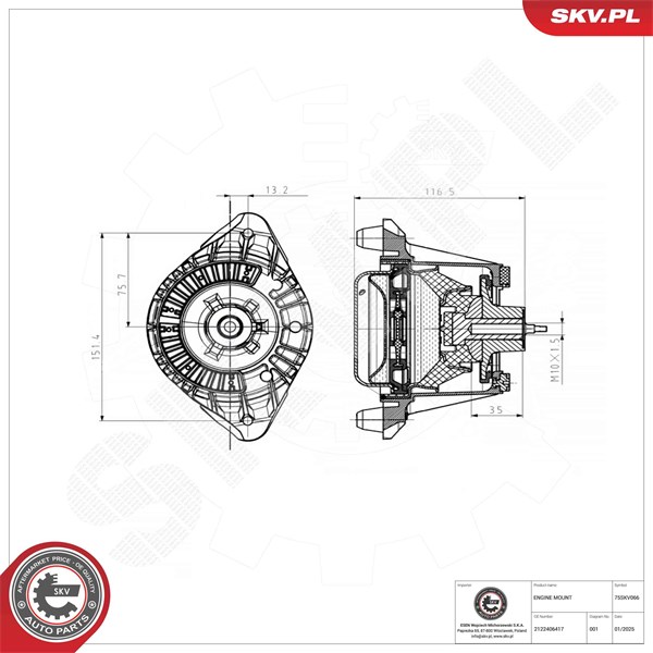 Motorkudde, Höger fram Esen skv 75SKV066 ESEN SKV