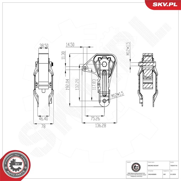Motorkudde, Bak Esen skv 75SKV116 ESEN SKV