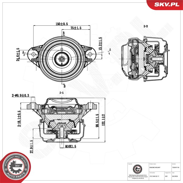 Motorkudde, Höger Esen skv 75SKV118 ESEN SKV