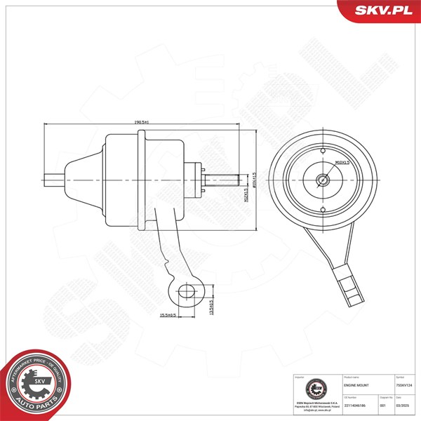 Motorkudde, Höger Esen skv 75SKV124 ESEN SKV