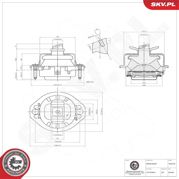 Motorkudde, Höger Esen skv 75SKV126 ESEN SKV