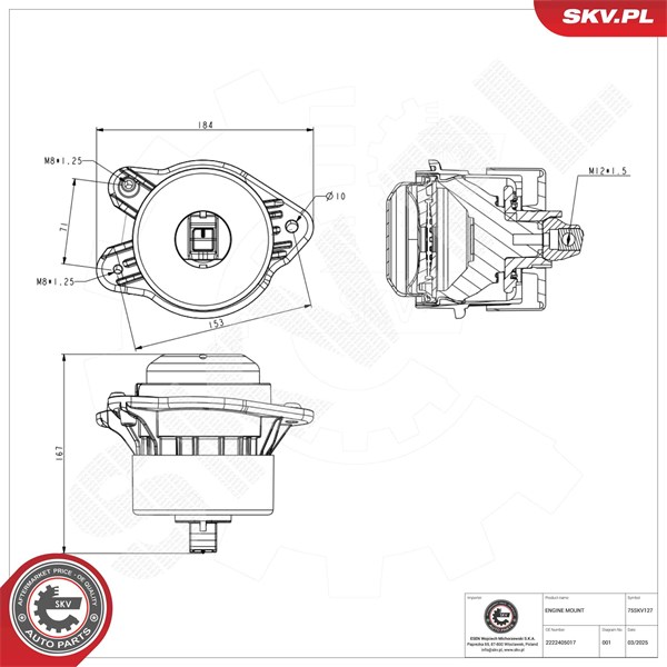Motorkudde, Fram, Höger Esen skv 75SKV127 ESEN SKV