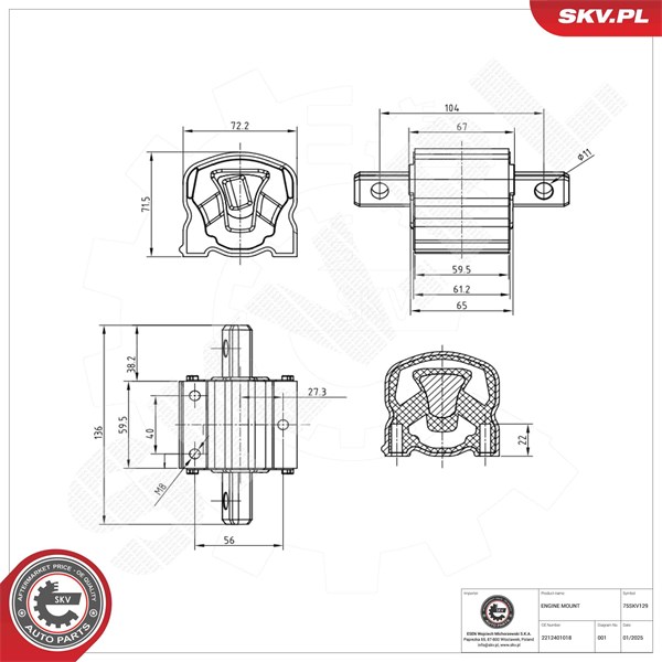 Motorkudde, Bak Esen skv 75SKV129 ESEN SKV