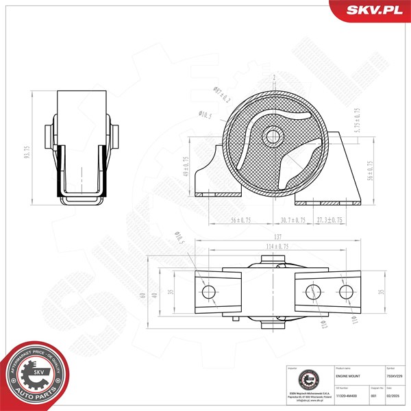 Motorkudde, Bak Esen skv 75SKV229 ESEN SKV