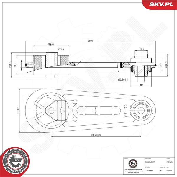 Motorkudde, Bak Esen skv 75SKV234 ESEN SKV